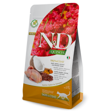 Farmina N&D Grain Free QUINOA CAT SKIN & COAT QUAIL, QUINOA, COCONUT & TURMERIC ADULT, сухий беззерновий корм для дорослих котів усіх порід призначений для здоров'я шкіри та шерсті, перепел, кіноа, кокос та куркума, 1,5 кг